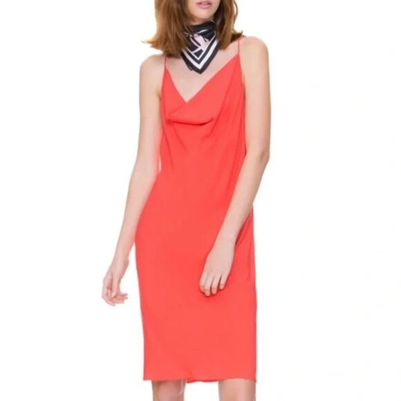 C/MEO Collective Dresses & Skirts - C/MEO Collective Women's Orange Hang Tight Cowl Neck Slip‎ Dress Size S
